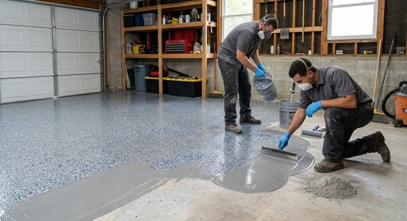 Speckled Garage Floor Painting in Raleigh, NC