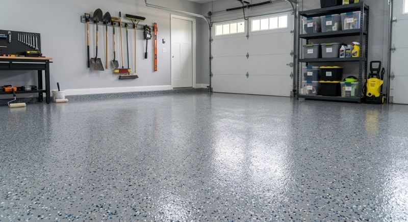 Speckled Garage Floor Painting in Raleigh, NC